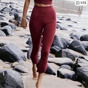 Free People High-Waist Burgundy Cropped Leggings
